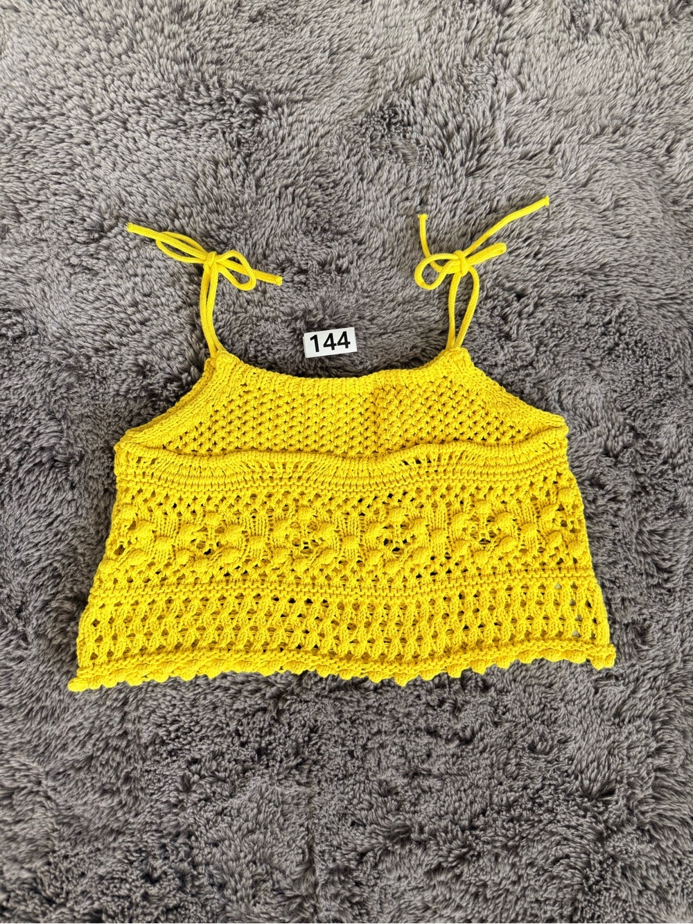 Zara Bright Yellow Crochet Tie-Strap Crop Top